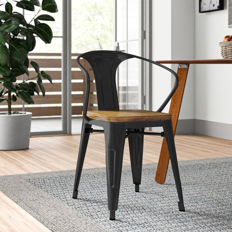 Nesbit Metal Slat Back Stacking Arm Chair